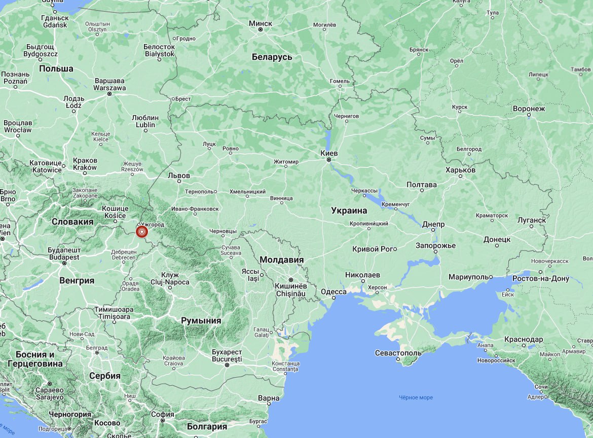 В Украине на Закарпатье произошло землетрясение магнитудой 3,3 бала