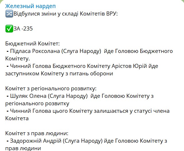 Кто возглавил комитеты по бюджету, региональному развитию и правам человека
