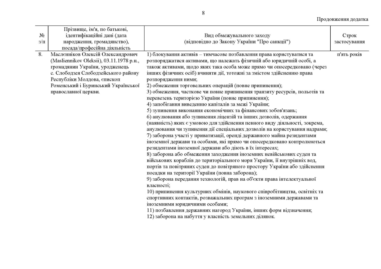 Скриншот указа, с.8