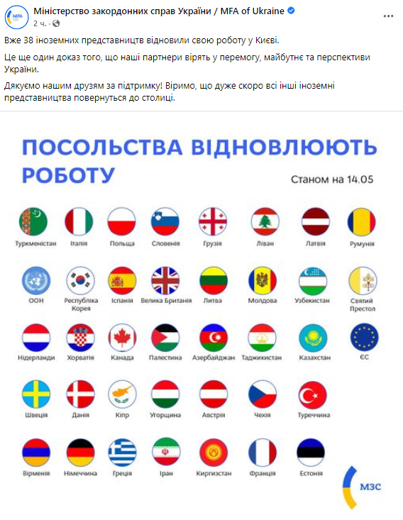 Сколько посольств работают в Киеве