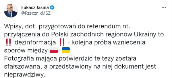 Скриншот из Твиттера Лукаша Ясины