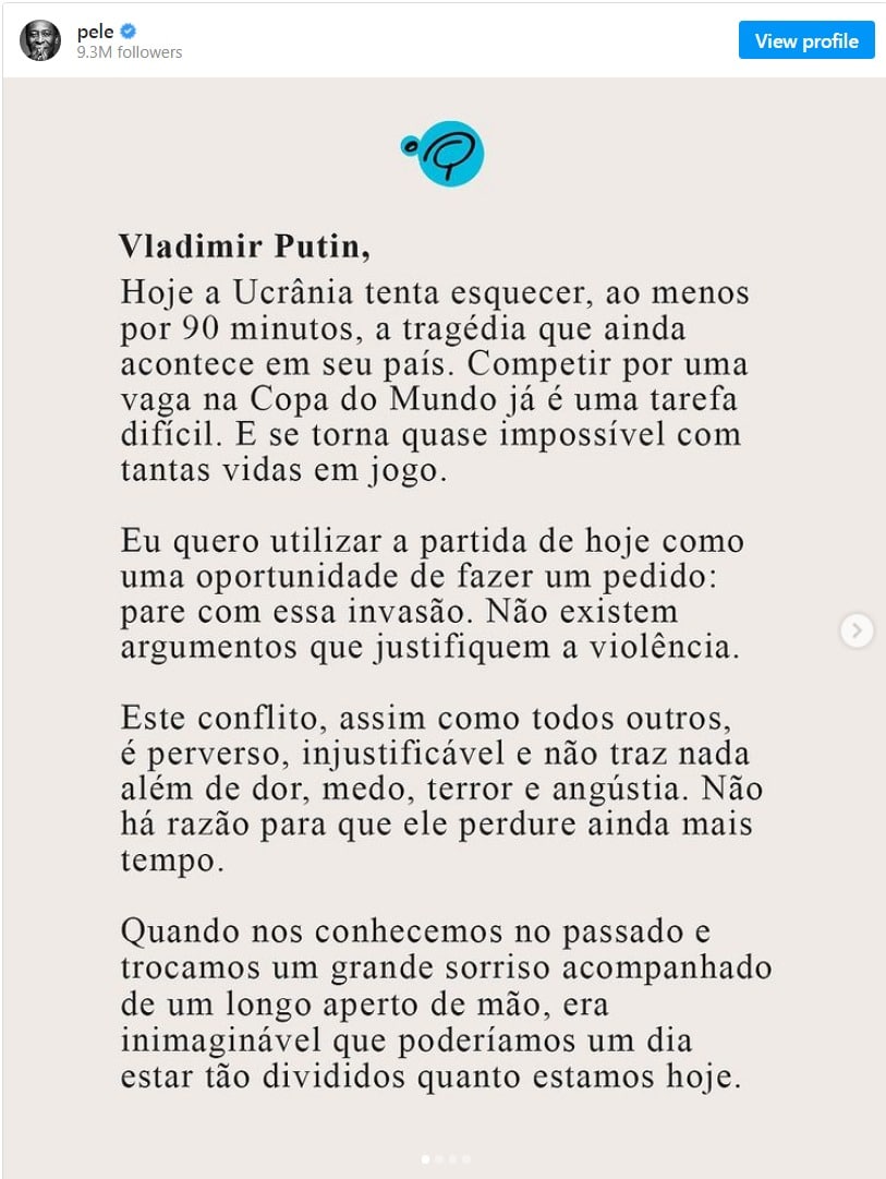 Пеле обратился к Путину