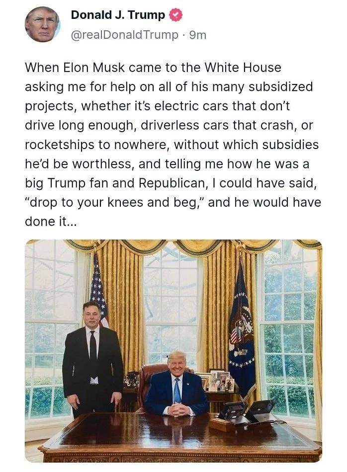 Скриншот поста Трампа