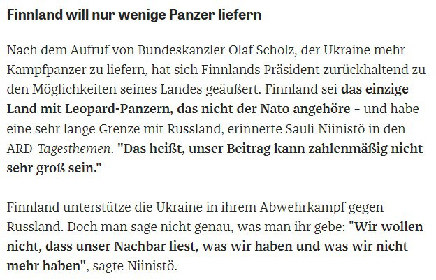Финляндия поставит в Украину только несколько танков