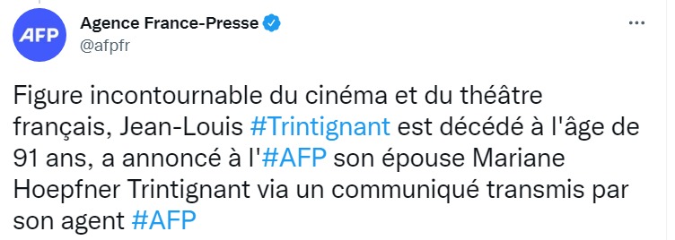 Скриншот из Твиттера агентства AFP