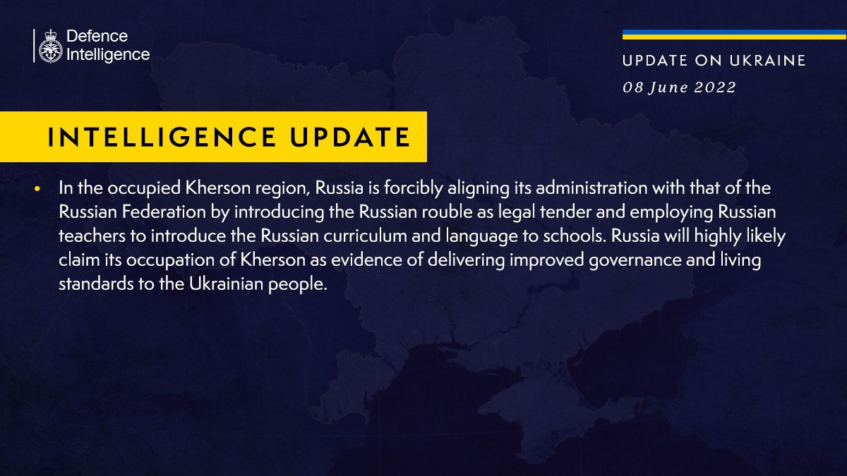 Британская разведка в сводке 8 июня о ситуации на Донбассе и Херсонской области