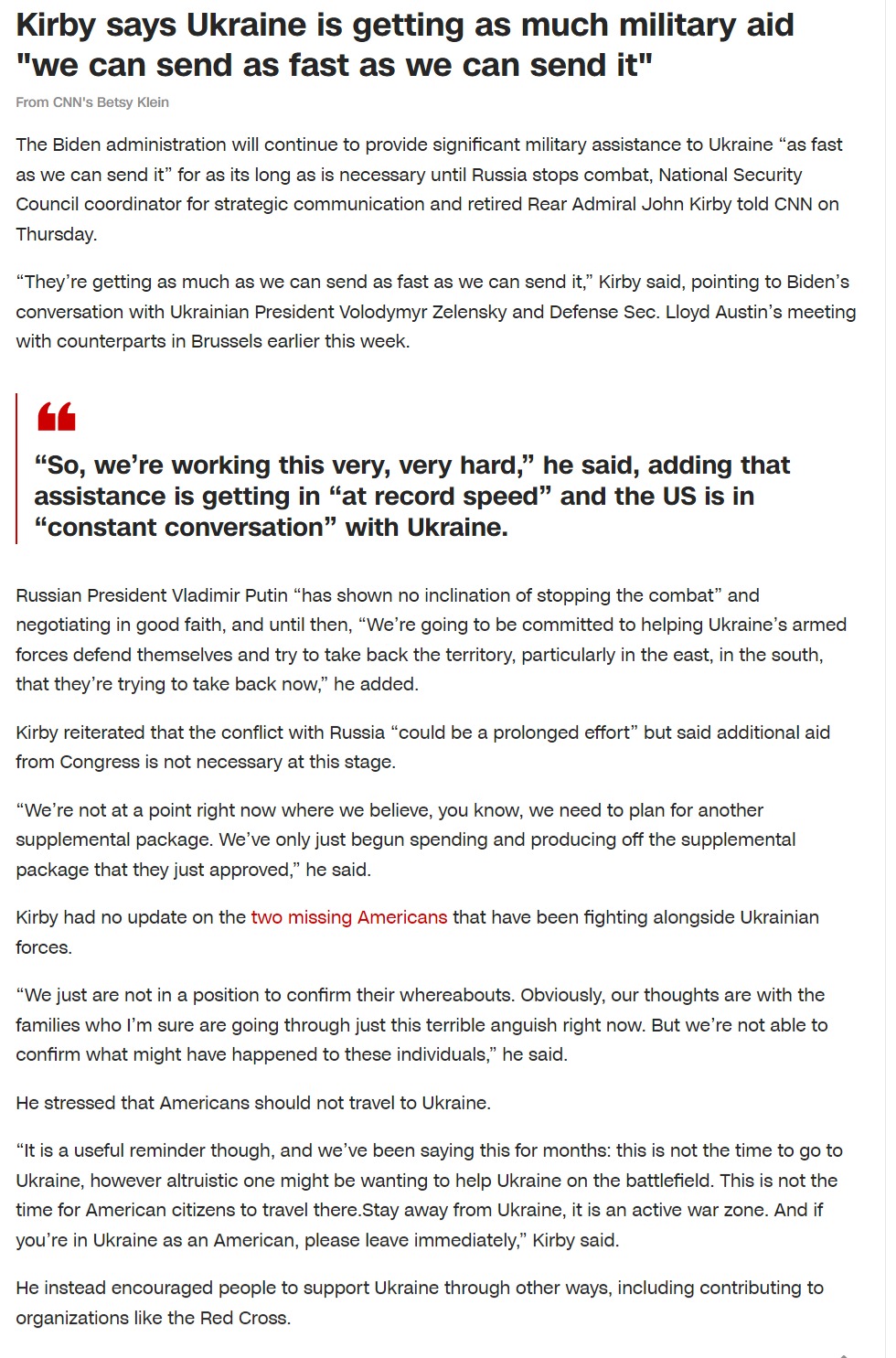 Скриншот с сайта CNN 