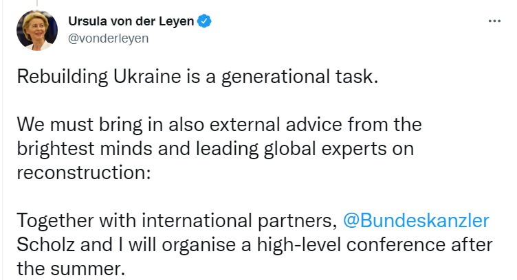 Скриншот из Твиттера Урсулы фон дер Ляйен