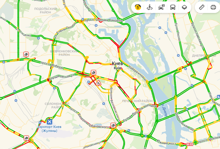 ситуация на дорогах Киева 5 февраля