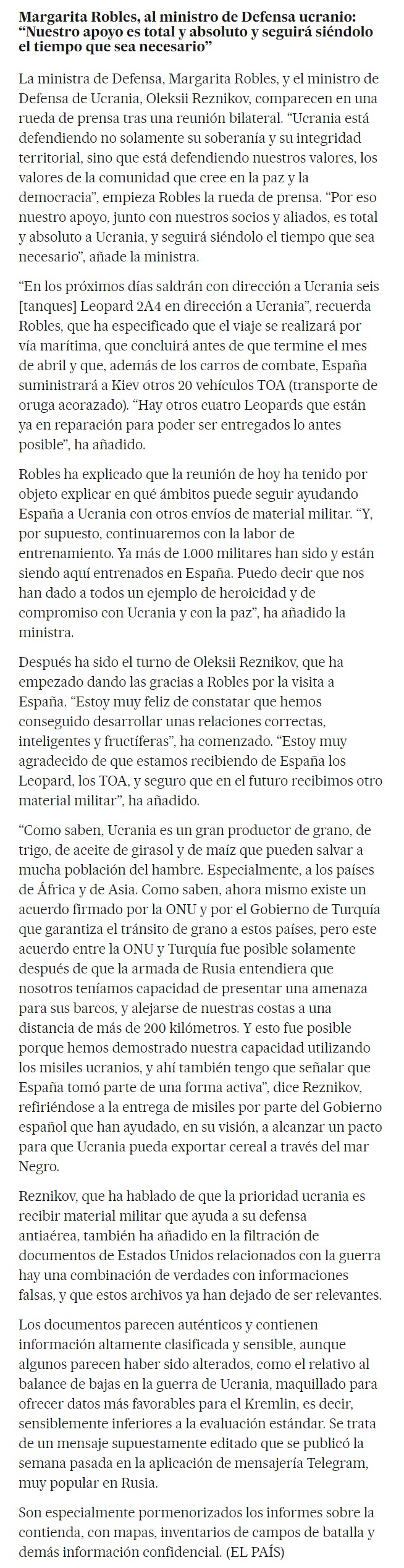 Скриншот с El Pais