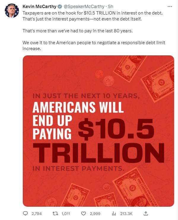 Скриншот поста Кевина Маккарти