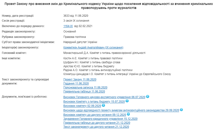 Зеленский уже почти 9 месяцев не подписывает закон об ужесточении ответственности за препятствования работе журналистов