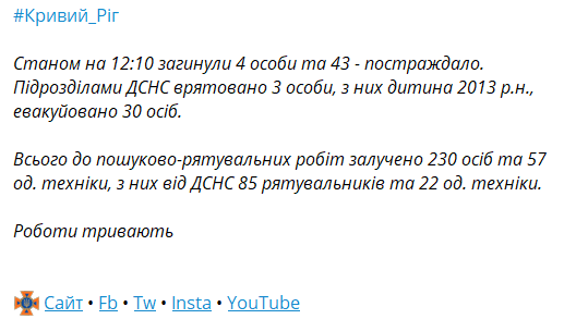 Последствия удара по Кривому Рогу