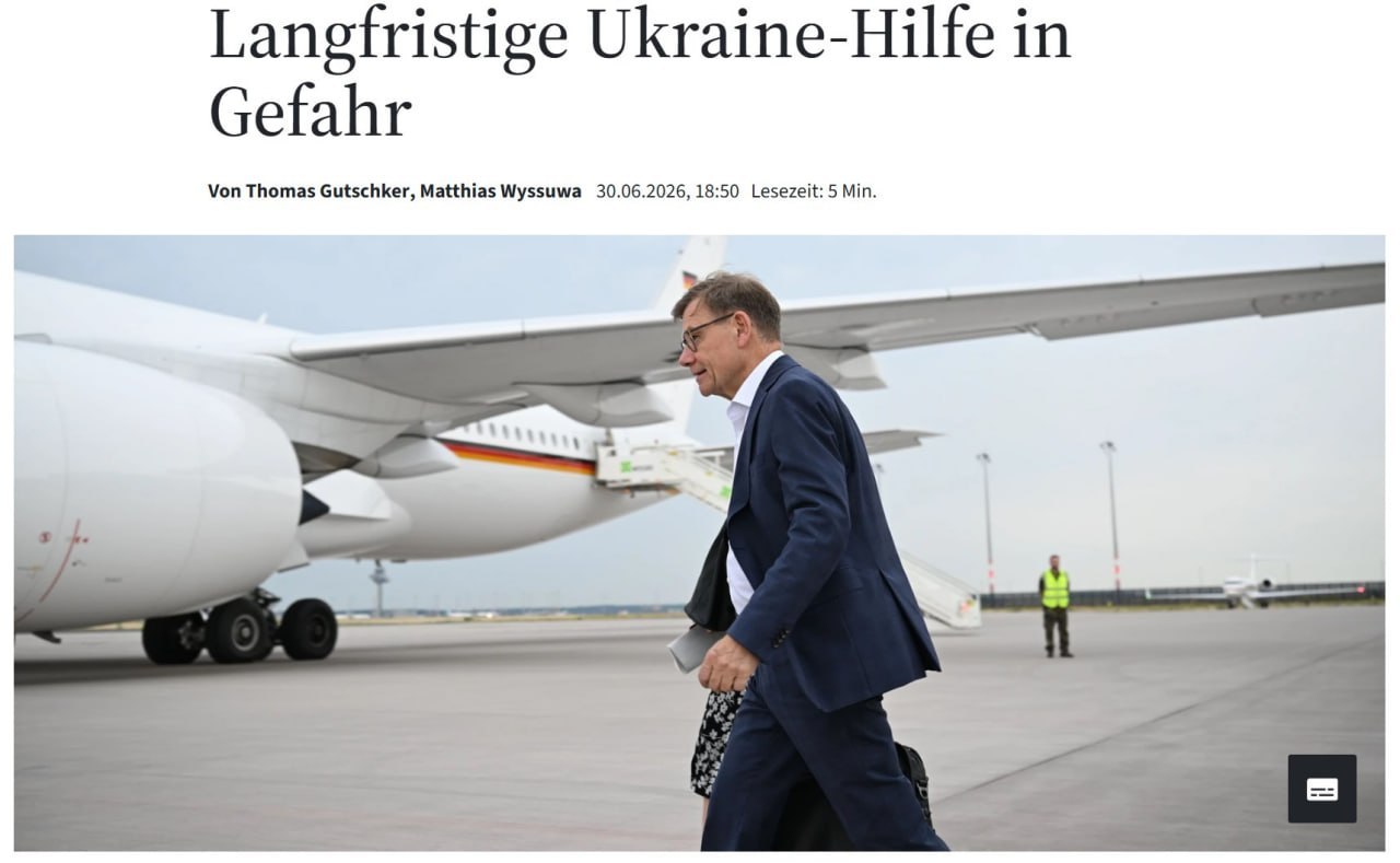 Снимок заголовка на faz.net – Из-за Италии долгосрочная помощь Украине от НАТО под угрозой