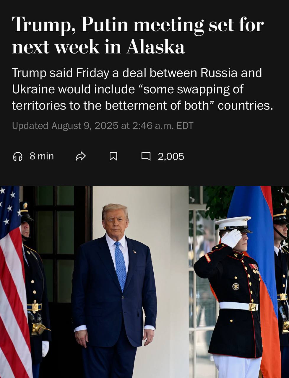 Снимок заголовка на washingtonpost.com