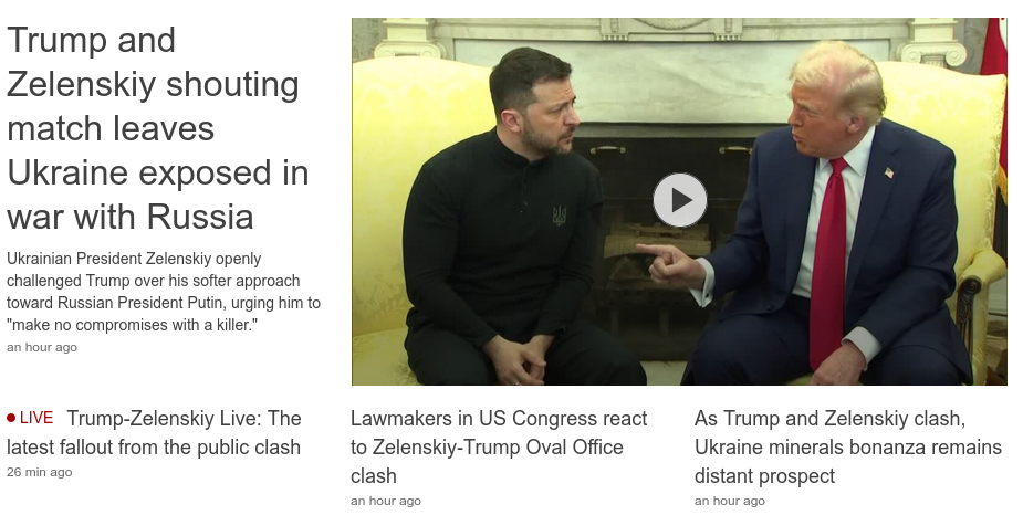 Снимок заголовка на reuters.com