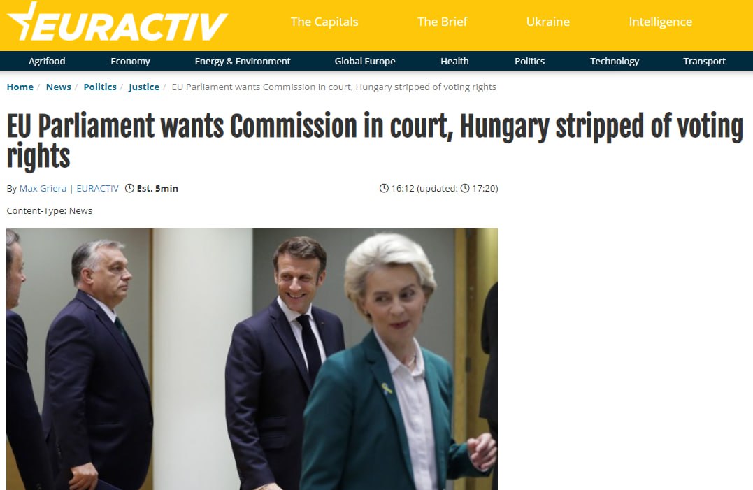 Снимок заголовка в Euractiv