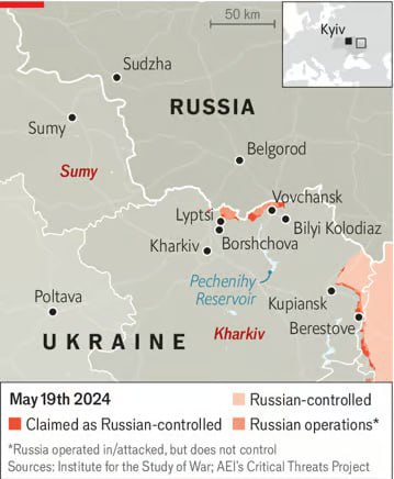 Карта боевых действий. Источник - The Economist